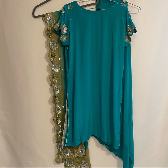 Salwar Kameez Indian 3-Piece Set – Blue, Size 42 - Picture 8 of 8